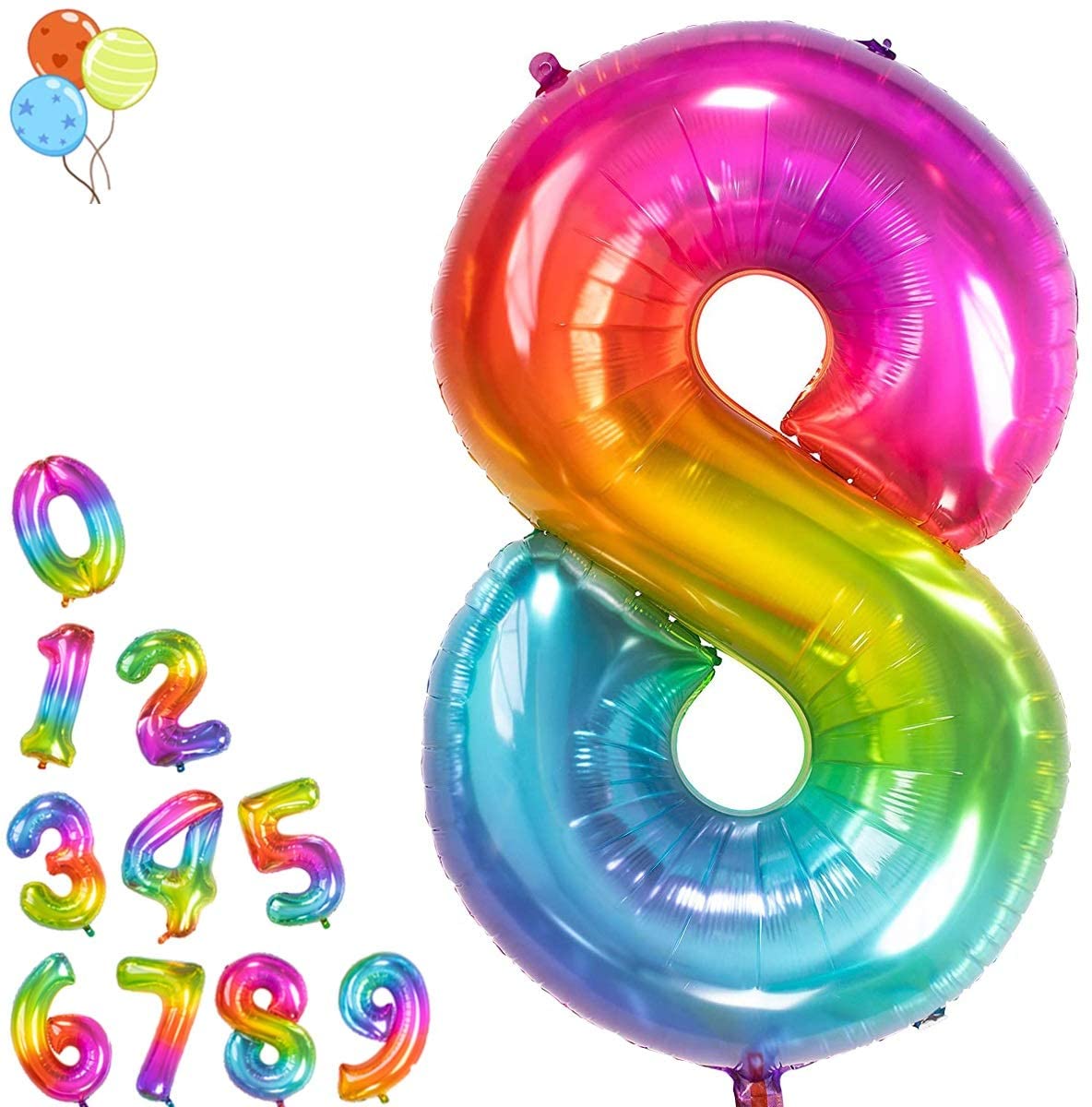 Folie cijfer 68cm / Happy birthday set met gratis ballongewichten - Afbeelding 16