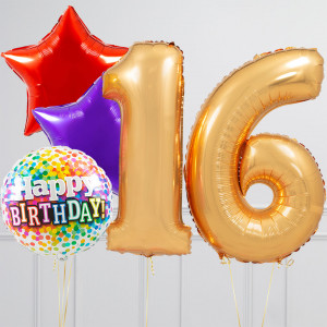 Folie cijfer 68cm / Happy birthday set met gratis ballongewichten - Afbeelding 6