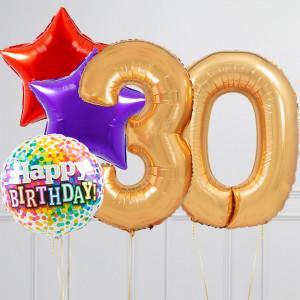 Folie cijfer 68cm / Happy birthday set met gratis ballongewichten - Afbeelding 8