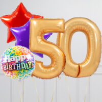 Folie cijfer 68cm / Happy birthday set met gratis  ballongewichten