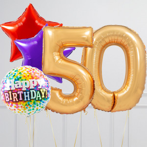 Folie cijfer 68cm / Happy birthday set met gratis ballongewichten