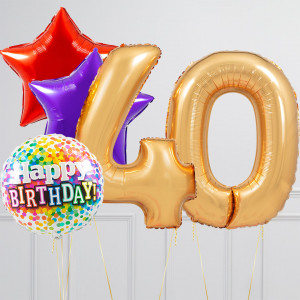 Folie cijfer 68cm / Happy birthday set met gratis ballongewichten - Afbeelding 5