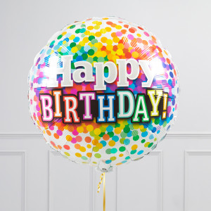 Folie cijfer 68cm / Happy birthday set met gratis ballongewichten - Afbeelding 2