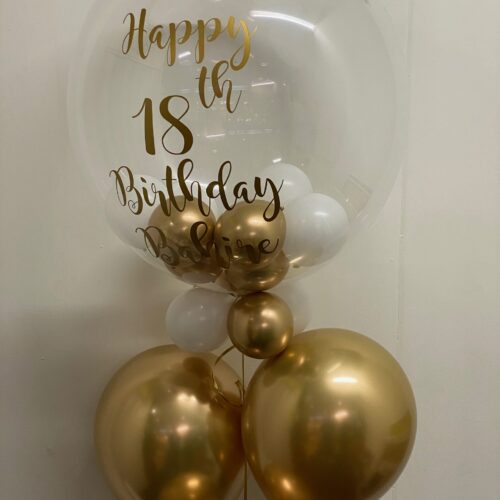 Alternative view of Gepersonaliseerde XL ballon met tros 3 gewone ballonnen