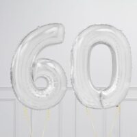 Ballon cijfer Zilver 102cm