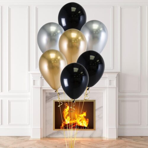 Helium ballon set Luxe Goud-zwart-zilver