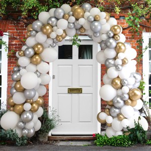 Organic style ballonboog Silver-white-gold - Afbeelding 2