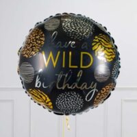 Alternative view of Happy Wild Birthday ballon, per stuk of set ballonnen, black star and tiger print