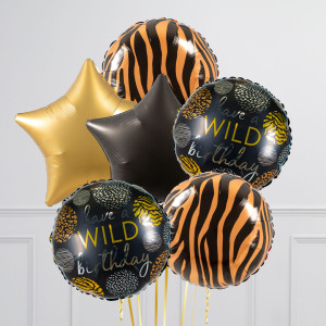 Happy Wild Birthday ballon, per stuk of set ballonnen, black star and tiger print - Afbeelding 4