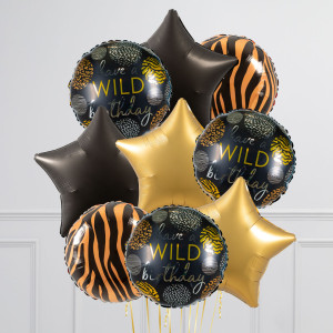 Happy Wild Birthday ballon, per stuk of set ballonnen, black star and tiger print - Afbeelding 5