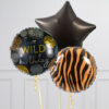 Happy Wild Birthday ballon, per stuk of set ballonnen, black star and tiger print