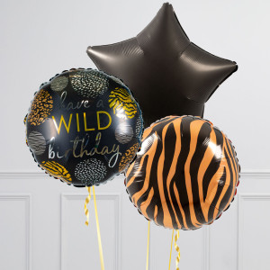 Happy Wild Birthday ballon, per stuk of set ballonnen, black star and tiger print