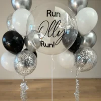 Luxe gepersonaliseerde ballon set Zilver-wit-zwart