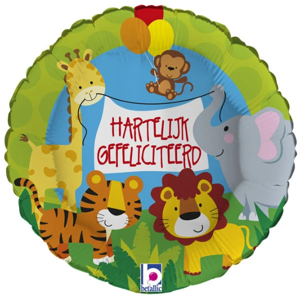 Folie ballon "Hartelijk Gefeliciteerd dieren"
