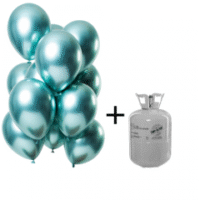 Alternative view of Helium cilinder + chrome/mirror Groene ballonnen 12 st. (kopie) (kopie)