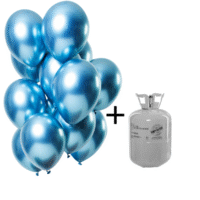 Helium cilinder + chrome/mirror Blauwe ballonnen 12 st. (kopie)