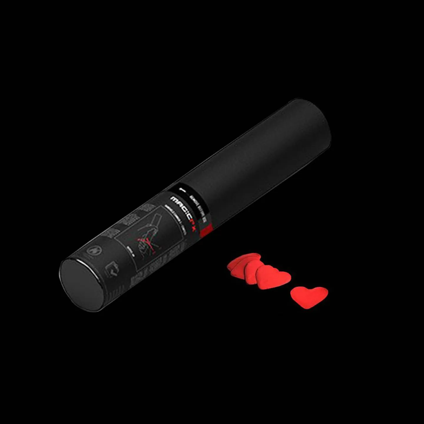 Confetti shooter rode of witte hartjes (28cm) - Afbeelding 2