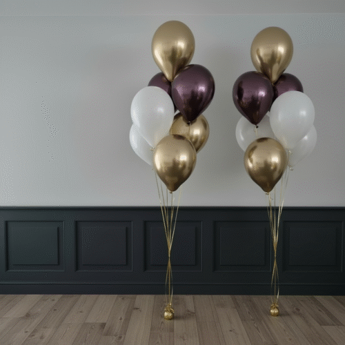 Alternative view of Helium ballon set Luxe Bordeaux-Wit-Goud per tros
