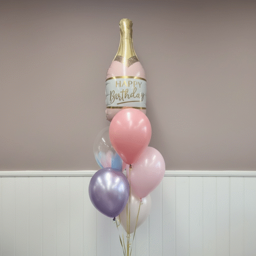 Helium ballon set Luxe Birthday champagne fles