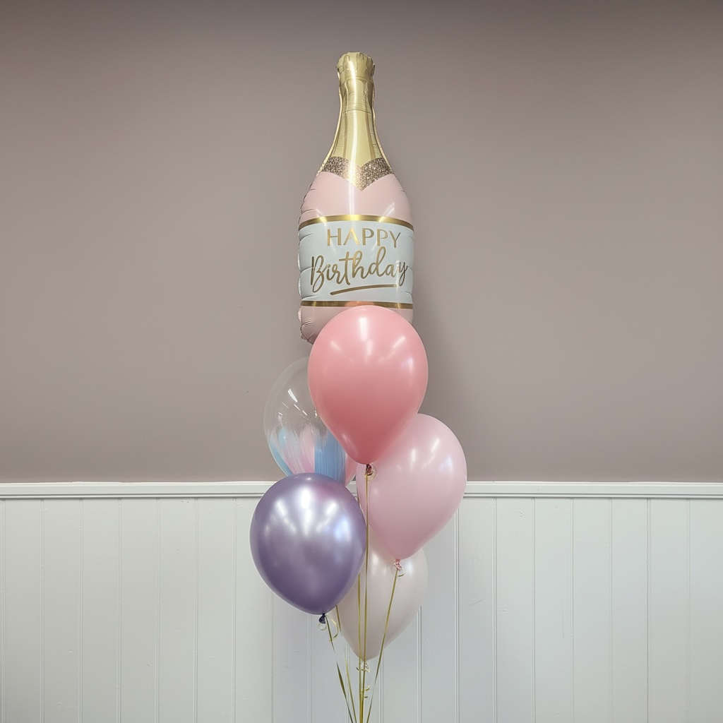 Helium ballon set Luxe Birthday champagne fles