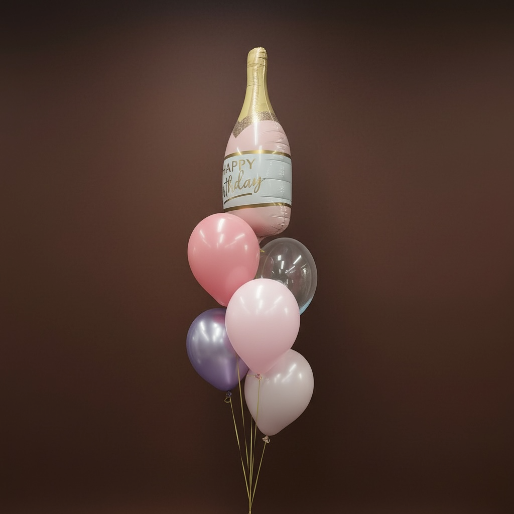 Helium ballon set Luxe Birthday champagne fles - Afbeelding 2